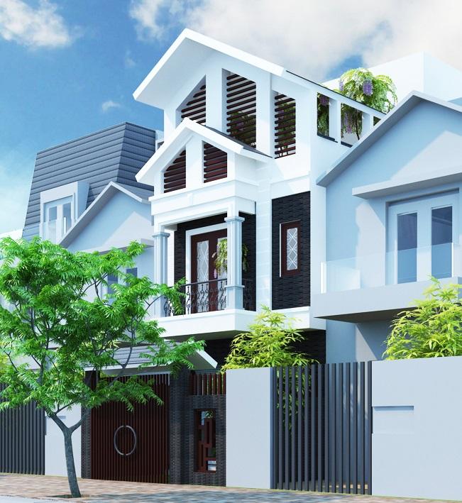 Mẫu nhà ống 3 tầng mái thái 5x15m ấn tượng